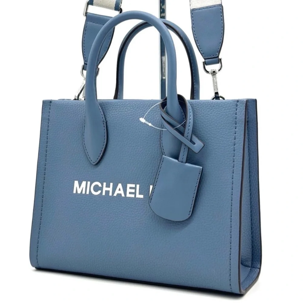Michael Kors Mirella Small Pebbled Leather Crossbody Bag Blue Denim